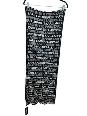 Karl Lagerfeld Paris Logo Print Black & White Scarf Rayon MSRP$78 NWT
